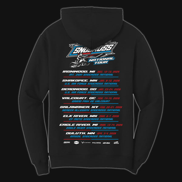 2026 Adult Black & Red Tour Hoodie – OFFICIAL SNOCROSS & OFF-ROAD